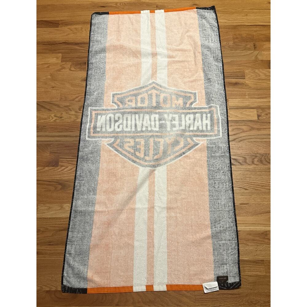 Racing Stripe Harley Davidson Beach Bath Pool Towel Motorcycle Biker 28 X 57” - Picture 5 of 5